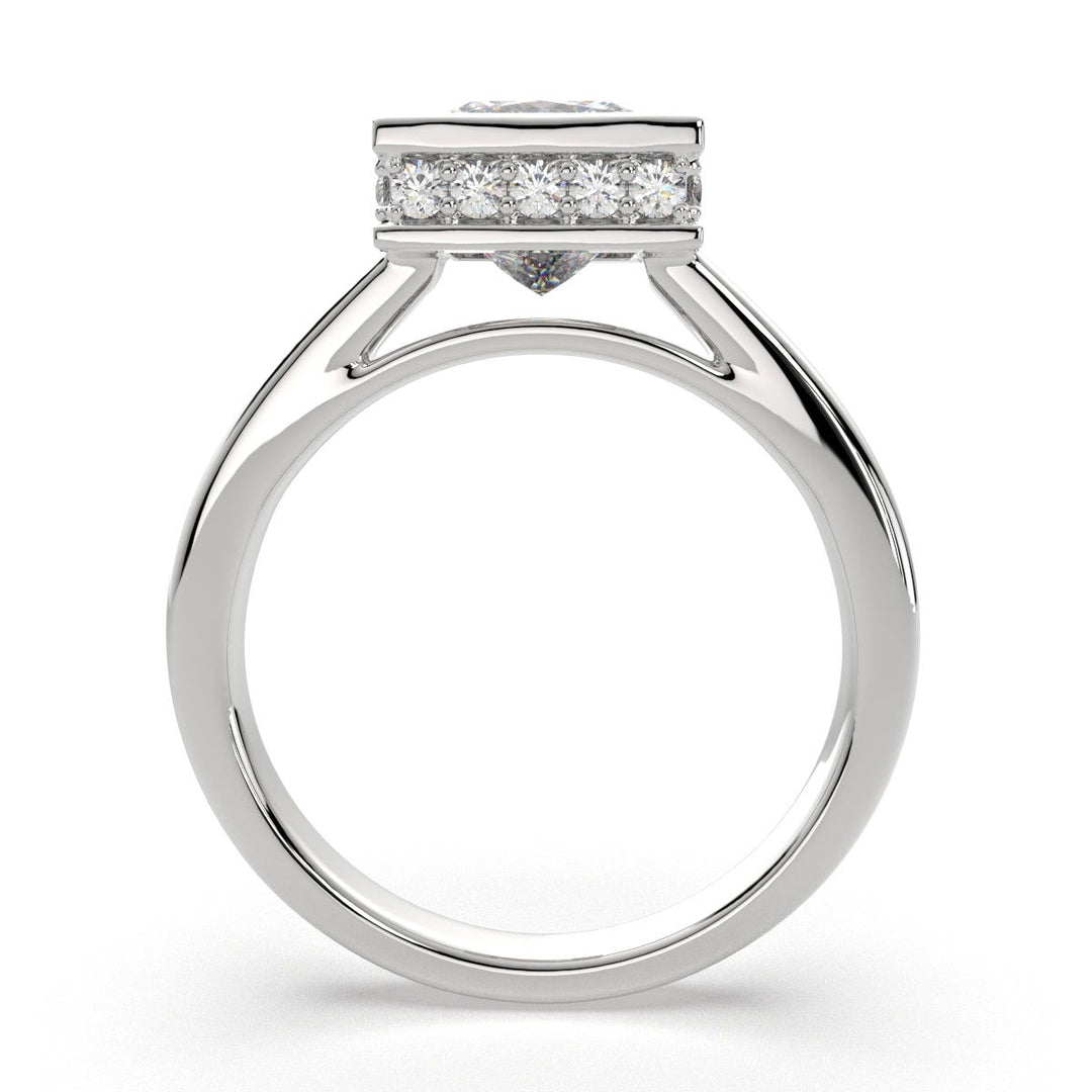 Xenia Princess Cut Halo Pave Solitaire Engagement Ring Setting - Nivetta