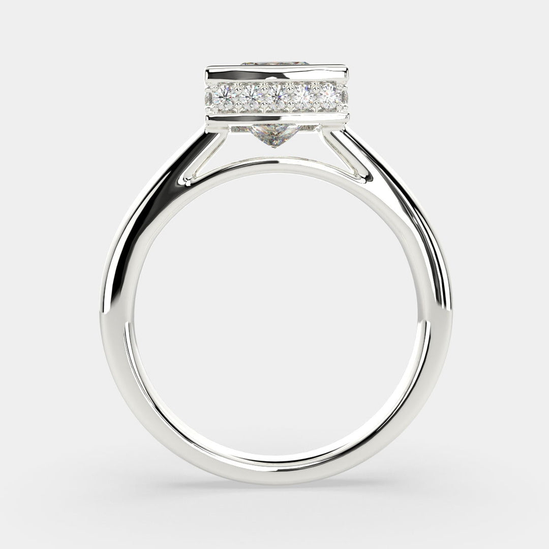 Xenia Princess Cut Halo Pave Solitaire Engagement Ring Setting - Nivetta