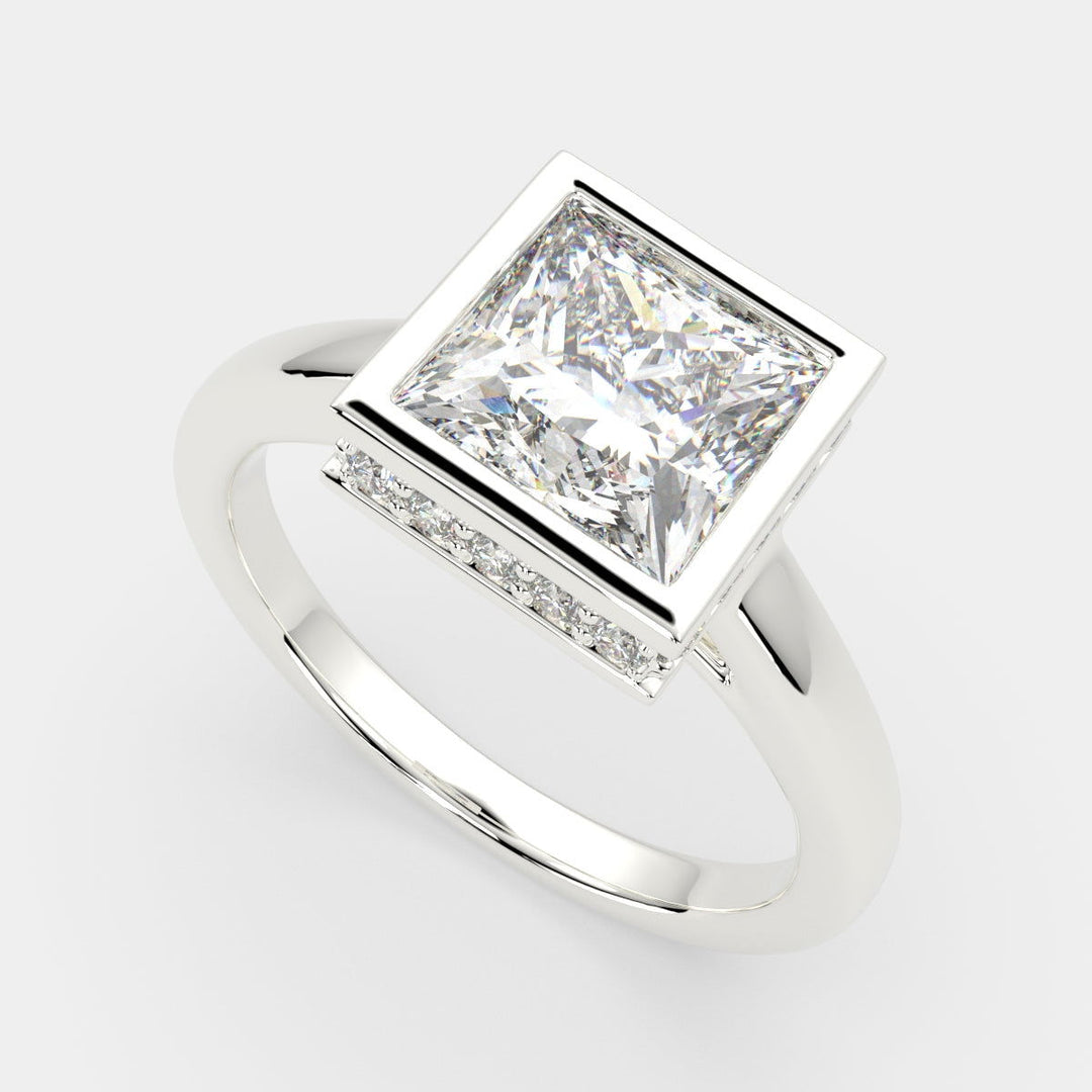 Xenia Princess Cut Halo Pave Solitaire Engagement Ring Setting - Nivetta