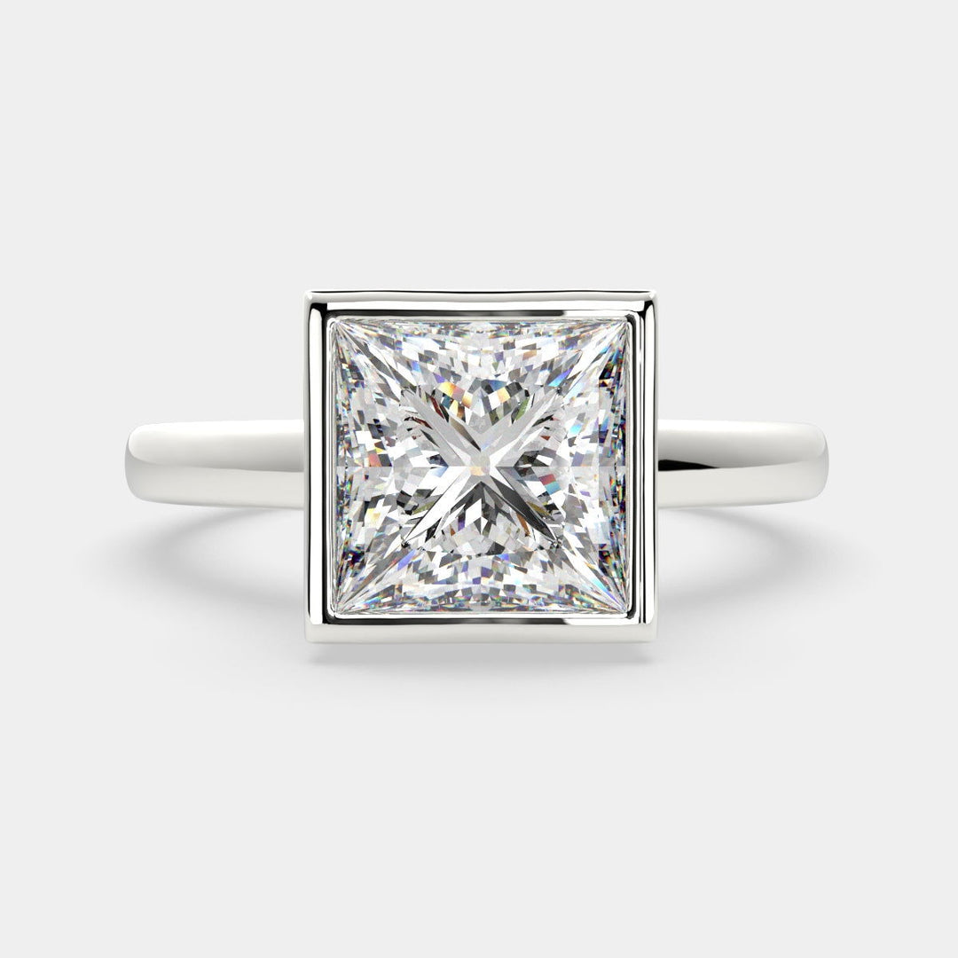 Xenia Princess Cut Halo Pave Solitaire Engagement Ring Setting - Nivetta