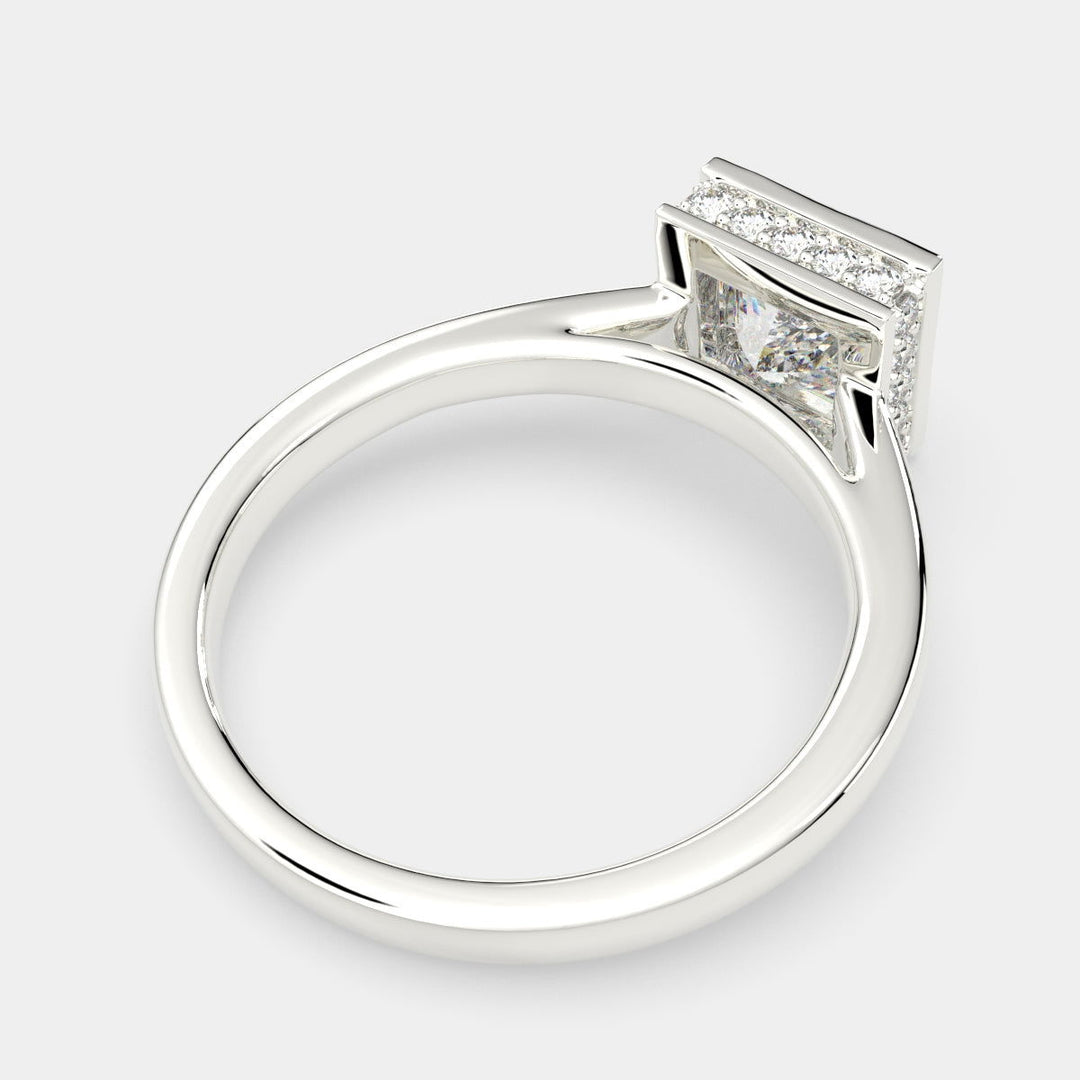 Xenia Princess Cut Halo Pave Solitaire Engagement Ring Setting - Nivetta