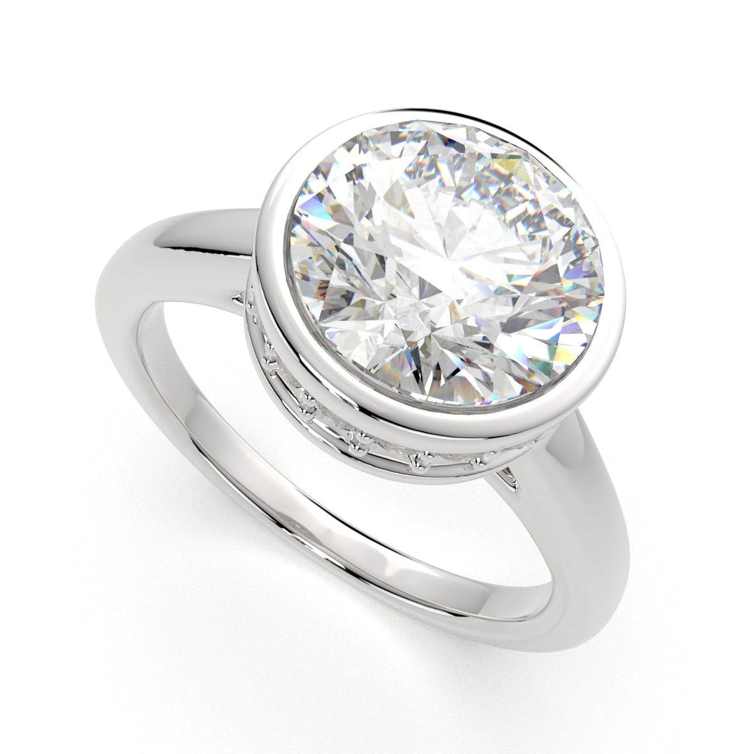 Xenia Round Cut Halo Pave Solitaire Engagement Ring Setting - Nivetta
