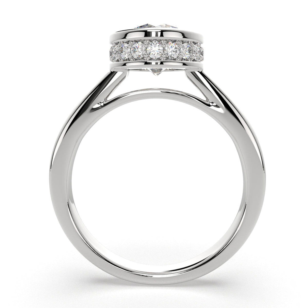 Xenia Round Cut Halo Pave Solitaire Engagement Ring Setting - Nivetta