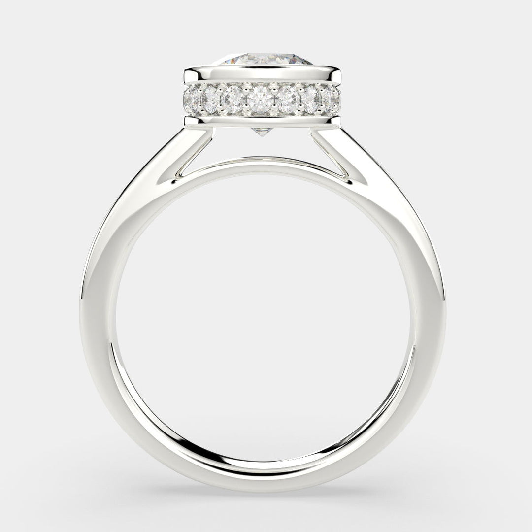 Xenia Round Cut Halo Pave Solitaire Engagement Ring Setting - Nivetta