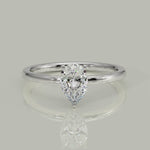 Load and play video in Gallery viewer, Valeria Pear Cut Hidden Halo Solitaire 4 Prong Claw Set Engagement Ring Setting