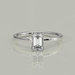 Load and play video in Gallery viewer, Valeria Emerald Cut Hidden Halo Solitaire 4 Prong Claw Set Engagement Ring Setting