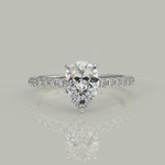 Load and play video in Gallery viewer, Pauline Pear Cut Pave Hidden Halo 4 Prong Claw Set Engagement Ring Setting