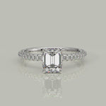 Load and play video in Gallery viewer, Sonya Emerald Cut Pave Hidden Halo Engagement Ring Setting