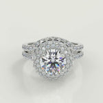 Load and play video in Gallery viewer, Natalya Double Halo Pave Princess Cut Diamond Engagement Ring