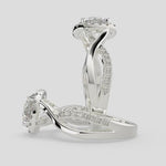 Load and play video in Gallery viewer, Celestina Round Cut Halo Pave Split Shank Engagement Ring Setting