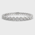 Load and play video in Gallery viewer, Amalthea Round Cut Diamond Tennis Bracelet Milgrain Bezel (8 ctw)