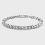 Load and play video in Gallery viewer, Celestia Princess Cut Diamond Tennis Bracelet Prong Set (10 ctw)