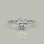Load and play video in Gallery viewer, Pauline Oval Cut Pave Hidden Halo 4 Prong Claw Set Engagement Ring Setting