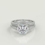 Load and play video in Gallery viewer, Tara Pave 4 Prong Crown Basket Cushion Cut Diamond Ring