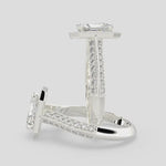 Load and play video in Gallery viewer, Beatrice Radiant Cut Halo Pave Knife Edge Milgrain  Engagement Ring Setting