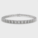 Load and play video in Gallery viewer, Serenella Princess Cut Diamond Tennis Bracelet Milgrain Bezel (4 ctw)