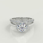 Load and play video in Gallery viewer, Sage Halo 4 Prong Princess Cut Diamond Engagement Ring