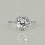 Load and play video in Gallery viewer, Hanna Round Cut Pave Halo 4 Prong Claw Set Engagement Ring Setting