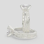 Load and play video in Gallery viewer, Sabrina Emerald Cut Solitaire Hand Engraved Milgrain Engagement Ring Setting