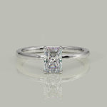 Load and play video in Gallery viewer, Valeria Radiant Cut Hidden Halo Solitaire 4 Prong Claw Set Engagement Ring Setting