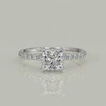 Load and play video in Gallery viewer, Sylvie Princess Cut Pave Hidden Halo 4 Prong Claw Set Engagement Ring Setting