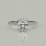 Load and play video in Gallery viewer, Madeline Oval Cut Pave Hidden Halo 4 Prong Claw Set Engagement Ring Setting