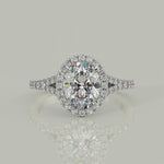 Load and play video in Gallery viewer, Luciana Oval Cut Halo Split Claw Set Engagement Ring - Nivetta