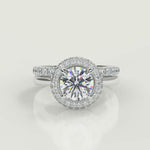 Load and play video in Gallery viewer, Lillianna Micro Pave Halo Princess Cut Diamond Engagement Ring