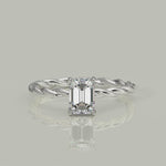 Load and play video in Gallery viewer, Olivia Emerald Cut Rope Hidden Halo Twist Claw Set Engagement Ring Setting