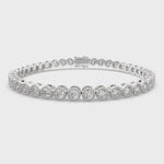 Load and play video in Gallery viewer, Leocadia Round Cut Diamond Tennis Bracelet Milgrain Bezel (4 ctw)