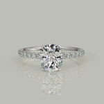 Load and play video in Gallery viewer, Sylvie Cushion Cut Pave Hidden Halo 4 Prong Claw Set Engagement Ring Setting