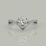 Load and play video in Gallery viewer, Rosalee Pear Cut Pave Split Shank Twist Claw Set Engagement Ring Setting