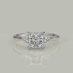Load and play video in Gallery viewer, Juliet Princess Cut Trilogy Pave 4 Prong Claw Set Engagement Ring Setting