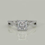 Load and play video in Gallery viewer, Rosalee Princess Cut Pave Split Shank Twist Claw Set Engagement Ring Setting