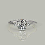 Load and play video in Gallery viewer, Juliet Cushion Cut Trilogy Pave 4 Prong Claw Set Engagement Ring Setting