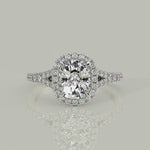 Load and play video in Gallery viewer, Luciana Cushion Cut Halo Split ShankEngagement Ring - Nivetta