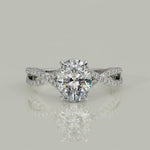 Load and play video in Gallery viewer, Rosalee Oval Cut Pave Split Shank Twist Claw Set Engagement Ring Setting
