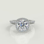 Load and play video in Gallery viewer, Lyric Halo Princess Cut Diamond Engagement Ring