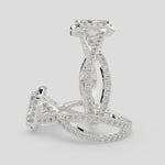 Load and play video in Gallery viewer, Ophelia Radiant Cut Pave Halo Split Shank Engagement Ring Setting