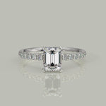 Load and play video in Gallery viewer, Sylvie Emerald Cut Pave Hidden Halo 4 Prong Claw Set Engagement Ring Setting