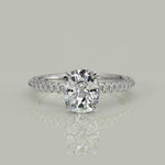 Load and play video in Gallery viewer, Sonya Cushion Cut Pave Hidden Halo Engagement Ring Setting