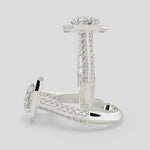 Load and play video in Gallery viewer, Beatrice Round Cut Halo Pave Knife Edge Milgrain Engagement Ring Setting