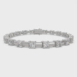 Load and play video in Gallery viewer, Viridiana Princess Cut Diamond Tennis Bracelet Prong Set (8 ctw)