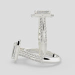 Load and play video in Gallery viewer, Beatrice Emerald Cut Halo Pave Knife Edge Milgrain Engagement Ring Setting