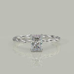 Load and play video in Gallery viewer, Olivia Radiant Cut Rope Hidden Halo Twist Claw Set Engagement Ring Setting