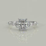 Load and play video in Gallery viewer, Carissa Radiant Cut Pave Shared Prong Claw Set Engagement Ring Setting