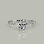 Load and play video in Gallery viewer, Madeline Cushion Cut Pave Hidden Halo 4 Prong Claw Set Engagement Ring Setting