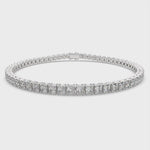 Load and play video in Gallery viewer, Thalassa Princess Cut Diamond Tennis Bracelet Prong Set (6 ctw)