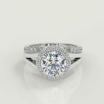 Load and play video in Gallery viewer, Savannah Double Prong Split Halo Cushion Cut Engagement Ring