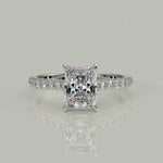 Load and play video in Gallery viewer, Madeline Radiant Cut Pave Hidden Halo 4 Prong Claw Set Engagement Ring Setting